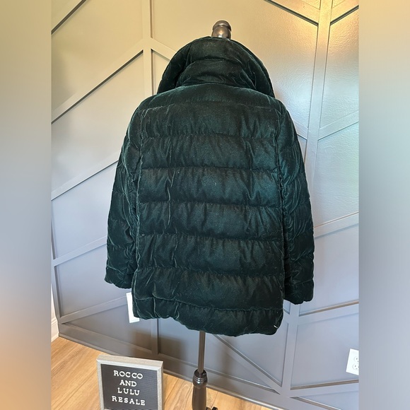 ▪️S-102XS- BCBG emerald green velvet puffer jacket mock neck - Picture 11 of 11